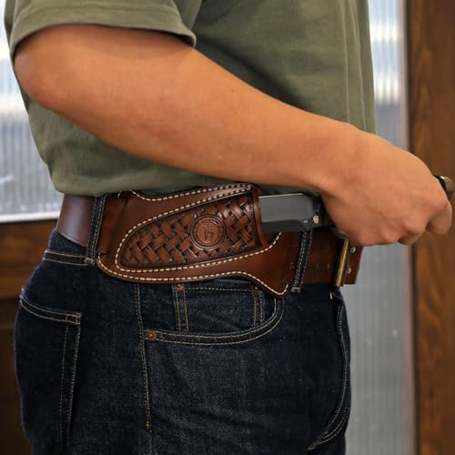 „Tourbn“ TOURBON horizontale Messerscheide aus Leder für Gürtel, EDC-Holster, gerade Messer-Werkzeugtasche, handgefertigtes Geschenk für Männer