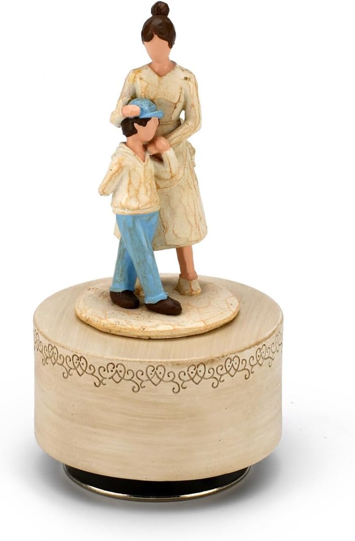 Loving Mother & Son Embrace Musical Figurine - Many Songs to Choose - Que Sera Sera