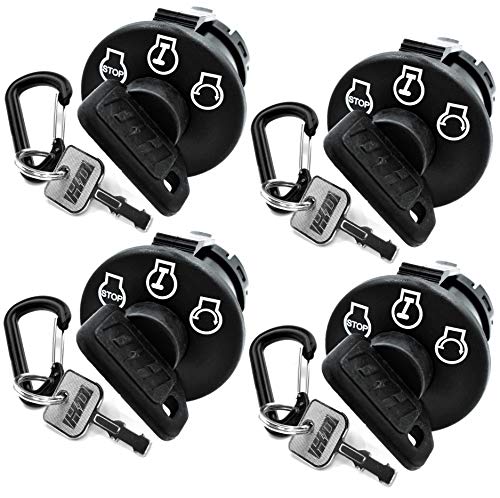 HD Switch - 4 Pack - Starter Ignition Key Switch fits Ariens Gravely 03290500 03927000 w/ 8 Keys & 4 Free Carabiners