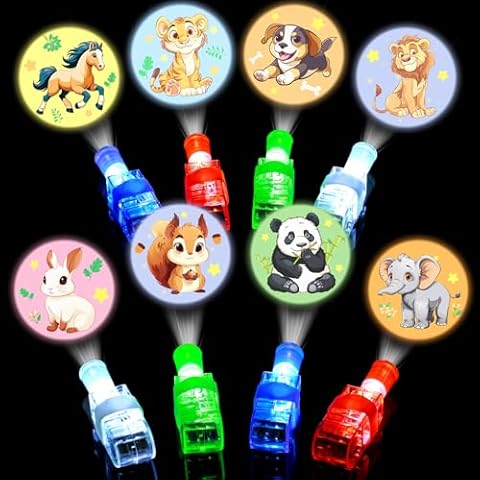 Mikulala 24 Pack Animal Light Up Finger Lights Party Favors for Kids, Treasure Box Goodie Bags Christmas Stocking Stuffers, Glow in The Dark Toys Bulk Classroom Prizes Party Supplies Birthday Gift Cover