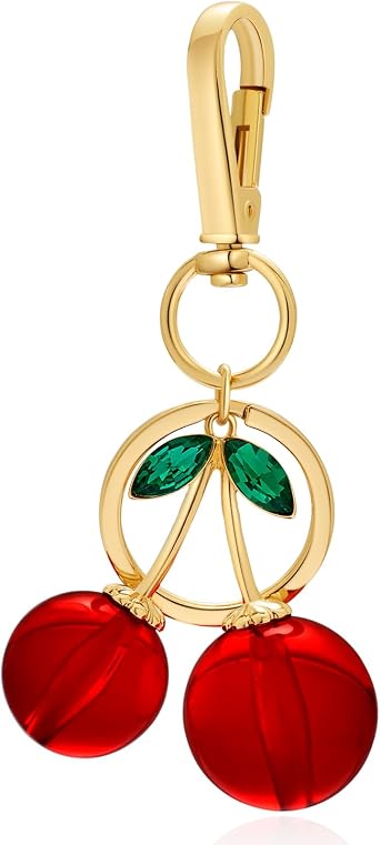 LILIE&WHITE Cherry Keychain For Women Gold Bag Charm Keychain Heart Keychains Fashion Purse Charms
