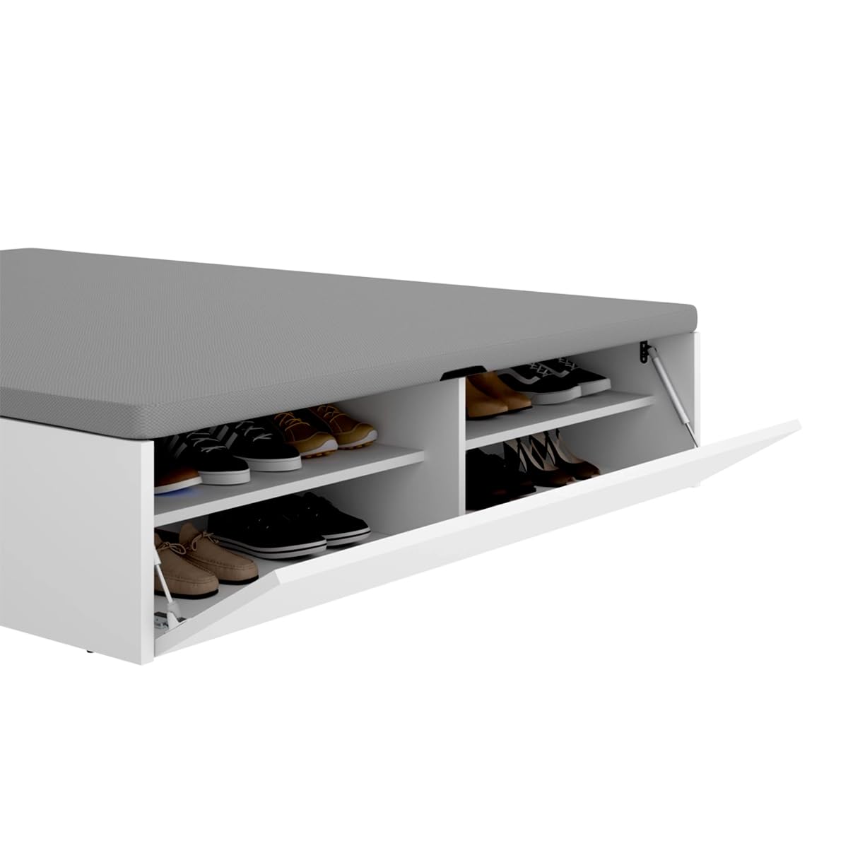 DEKIT Grupo RIMOBEL - LAN CANAPE Recto con Zapatero Cama 135- Blanco -32x134x190cm