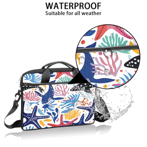 Maletín para laptop estampado estrella de mar y ballena 15 pulgadas miniatura 3