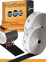 Klettband Selbstklebend Extra Stark Outdoor & Indoor 20mm x 5m schwarz (3M Markenkleber), Klett I Klettverschluss Klebeband, Handwerksqualität