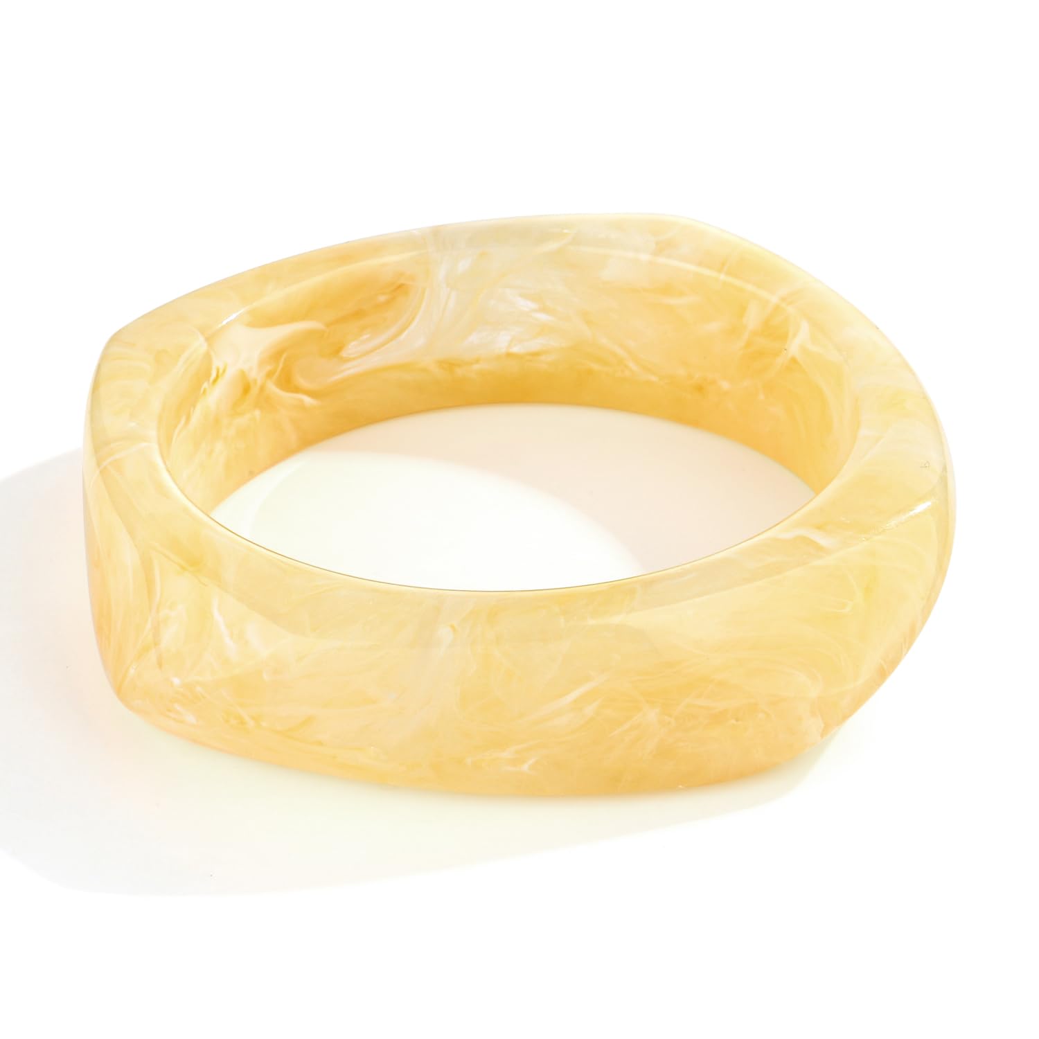 XJBTBA Bracciale Rigido alla Moda in Resina acrilica per Gioielli da Donna con Grosso Piatto Trasparente