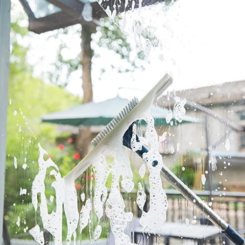 Floor Squeegee Scrubber,Shower Squeegee With Grout Brush,13.8” Squeegee Broom For Floor,Glass,Garage,Window,Shower Floor Scrubber For Cleaning,Stainless Steel Handle Up To 55'' #TOP1