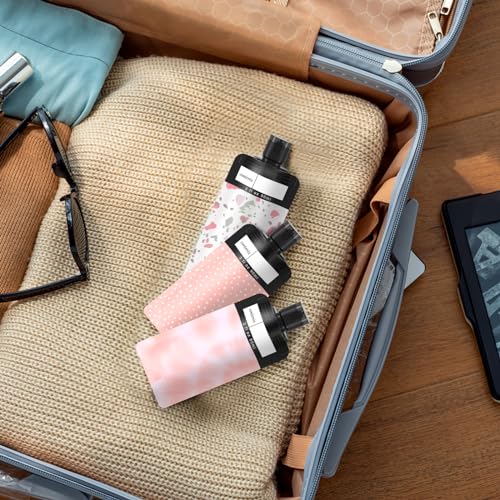 18 Pack Travel Pouches for Toiletries, TSA Approved Travel Pouches for Liquids,Travel Shampoo and Conditioner Pouches,Leak Proof 3oz Travel Squeeze Pouches(Pink)4