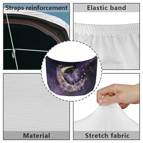 Image of Universal Car Hood Cover Waterproof Moon Purple Butterfly Car Hood Cover Protector for Automobiles Outdoor Indoor for All Season