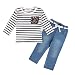 Vogholic Little Girls' Casual Long Sleeve Striped T-shirt + Jeans 2 Piece Set 3T