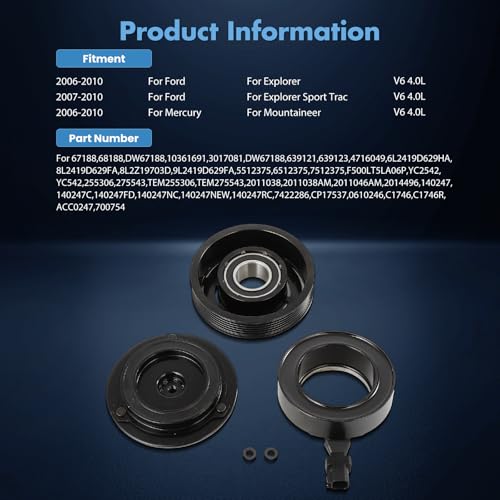 Image of ECCPP A /C Compressor Clutch 2006-2010 Fit for Ford Explorer 4.0L AC Clutch