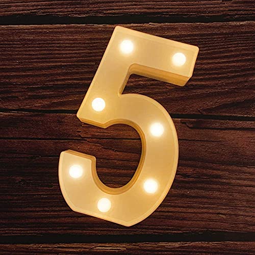 Image of Beeban Marquee 5 Number Shaped LED Light Lamp for Decoration Decore Walls Hanging Birthday Party Wedding (Five)