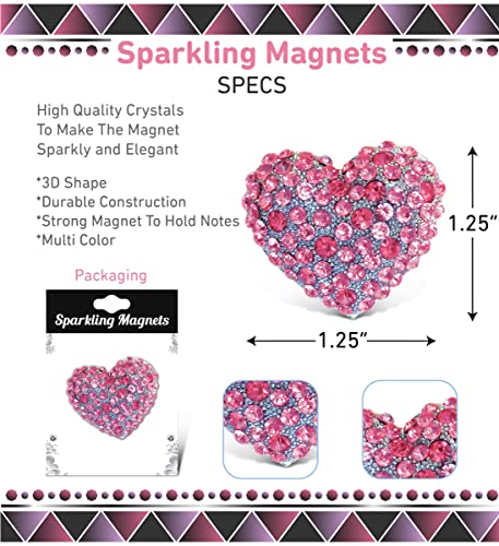 Imán decorativo brillante corazón rosa 1.25 pulg miniatura 3