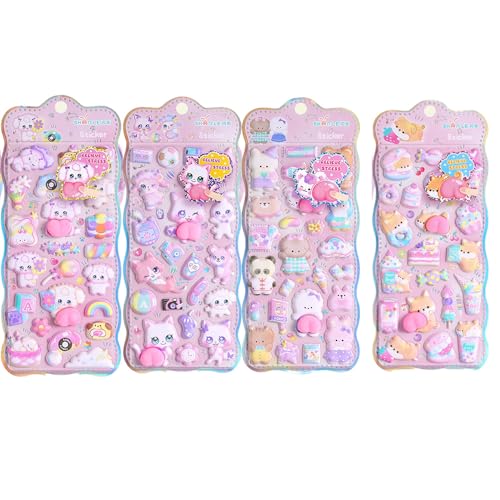 ぷくぷくシール 可愛い 3D立体 スマホケース飾り 装飾用 DIY用 手帳 ステッカーデコ 手作り キラキラ 貼り付け 水筒 ペン 手芸用品 ステッカー アルバム 贈り物 誕生日プレゼント (お尻3Dシール*4枚)
