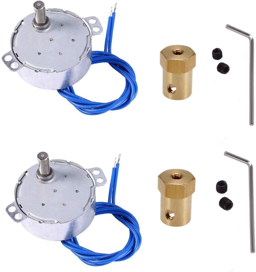 Synchronous Synchron Motor,Turntable motor, Electric motor with 7mm Flexible Coupling Connector,110V motor, 50/60Hz AC 100~127V 4W CCW/CW For Hand-Made, School Project, Model -2 Pack (2.5-3RPM)