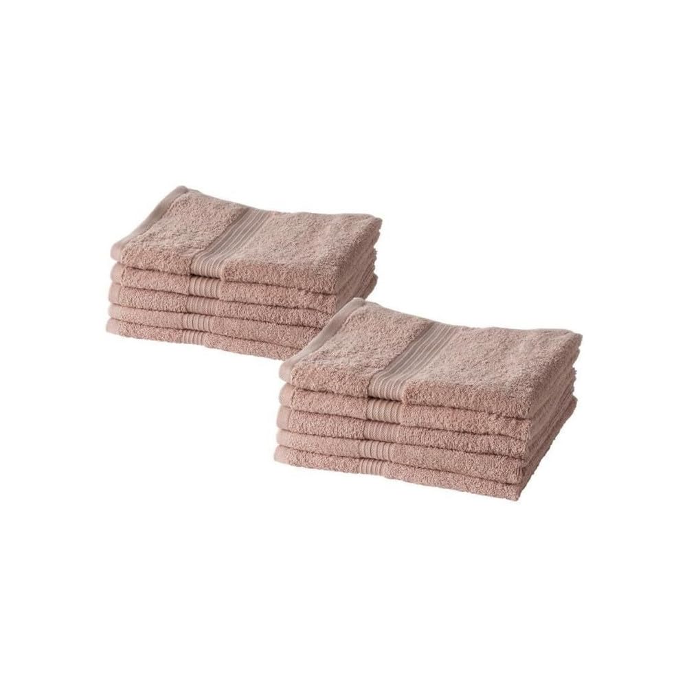 TODAY Lot De 10 Serviettes De Toilette 50x90 Cm 100% Coton - 5 Roses Des Sables + 5 Acier - Douces Et Absorbantes