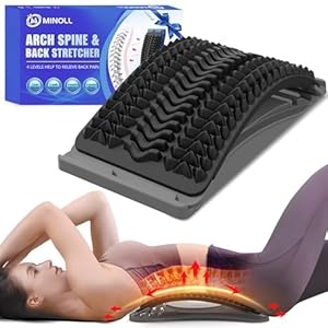 Back Stretcher for Lower Back Pain Relief, 4 Level Adjustable Arch Lumbar Back Cracker Board, Back Cracking Device, Back Massager for Scoliosis, Spine Decompression Support – Grey
