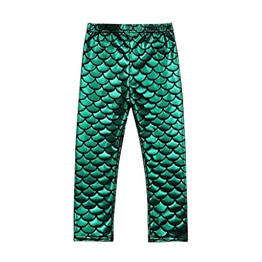Carnavalife Leggings Brillantes de Sirena para Niña, Leggings de Cintura Alta, Pantalones Metalizados de Polipiel para Disfraces de Sirena y Cumpleaños (10 años, Verde) | Ya disponible en tu tienda friki favorita! En mundofriki.es!