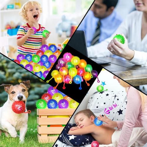 YUYWWAN Igelball Leuchtend Kinder Set, 6 Stück Leuchtender Ball Bunt, Glitzer Igelbälle Lustiges Partyspielzeug Leuchtball, Igelball Leuchtend für Partygeschenk, Klassenpreis, Schülergeschenk