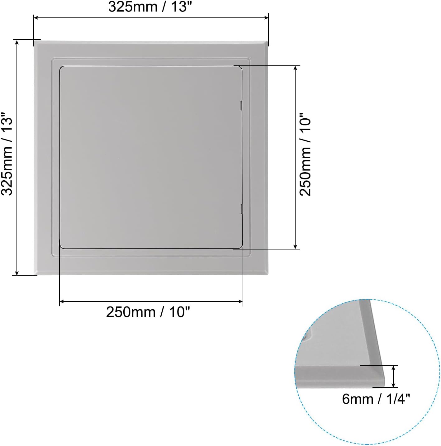 PATIKIL 10x10 inch(250x250mm) Self-Adhesive Access Panel, ABS Plumbing Access Doors Easy Wall Hole Cover for Drywall Plumbing Electrical Cables Wiring, White