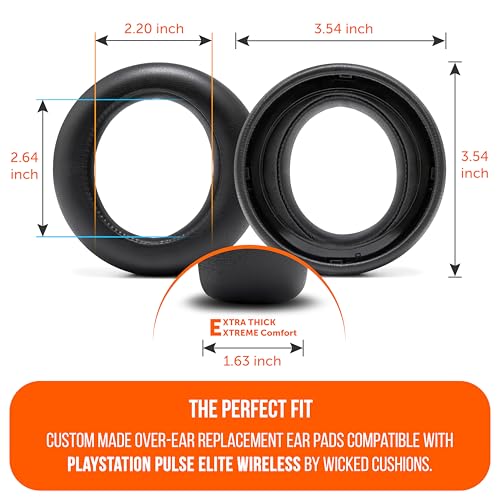 WC PadZ Pulse Elite - Almohadillas para auriculares PS5 Pulse Elite de cuero PU | Hecho por Wicked Cushions | Cojín más grueso y apertura más amplia | Negro miniatura 5