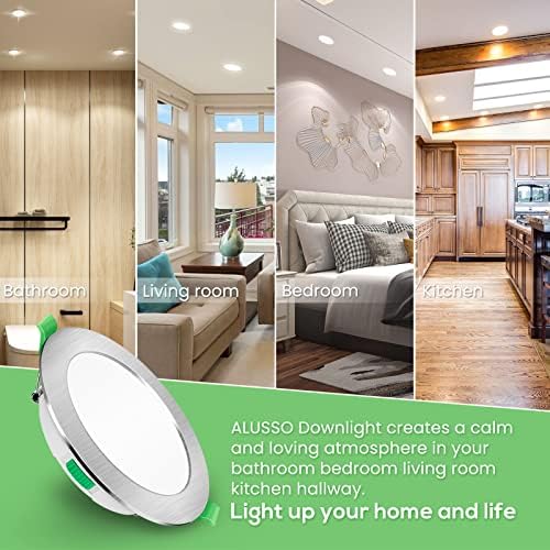7W LED Recessed Ceiling Light, Dimmable 230V Downlights Ultra Slim 90-100mm Cutout, CCT Selectable Warm White 3000K Neutral White 4000K Cool White 6500K, LED Spotlights for Bathroom Kitchen, 6 Pack