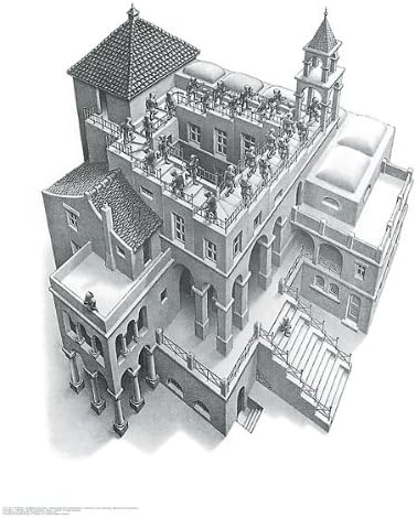 Ascending and Descending M. C. Escher Fantasy Poster Print 21.5x25.5