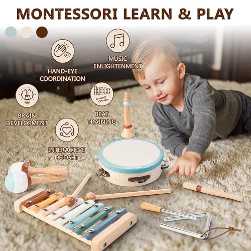 Baby Musical Instruments Montessori Wooden Music Toys for Toddlers 3+