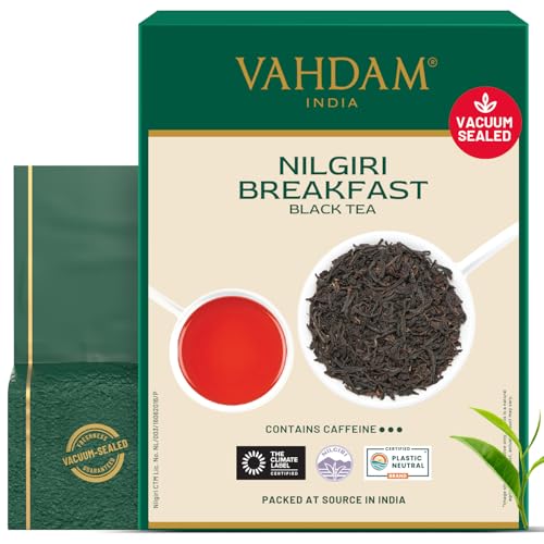 Image of VAHDAM Nilgiri Breakfast Black Tea (150+ Cups /12oz) - Robust & Flavory Loose Leaf Tea | Single Origin, Vacuum Sealed Pack