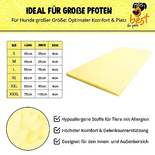 Best for Pets Orthopädisches Hundebett | Hundebett Waschbar | Viskoelastisches | Orthopädisches Hundekissen | Memory Foam Matratze | Hundematte Orthopädisch | Faltbares (45x55x4)