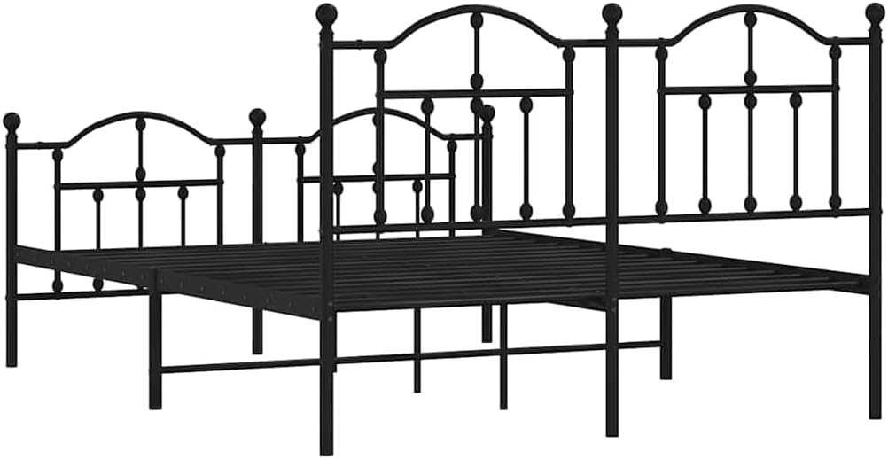 vidaXL 12 Inch Queen Metal Bed Frame with Headboard & Footboard, No Box Spring Needed, Noise Free Platform Bed Frame with Steel Slats, Easy Assembly, Under Bed Storage, Minimalist, Black