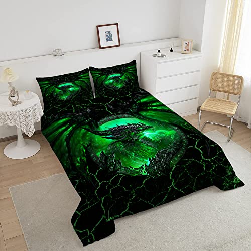 Legendary Green Lava Dragon Comforter Set, Dragon Comforter Twin Full Queen King, Comforter Set Dragon Dragon Quilt Blanket For Bed Microfiber Lightweight Animals Comforter Sets For Adults Kids #TOP1