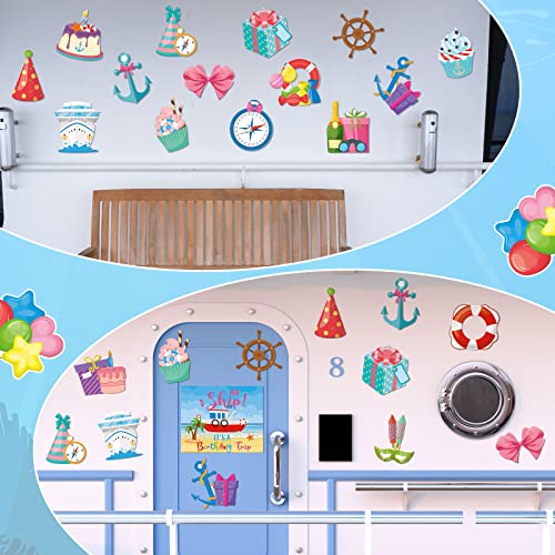 Kanayu 20 Pcs Birthday Cruise Door Magnets Summer Magnetic Cruise Ship Door Decorations Funny Magnetic Birthday Signs Anchor Cake Balloon Car Refrigerator Magnets For Stateroom Cabin Carnival Decor #TOP5