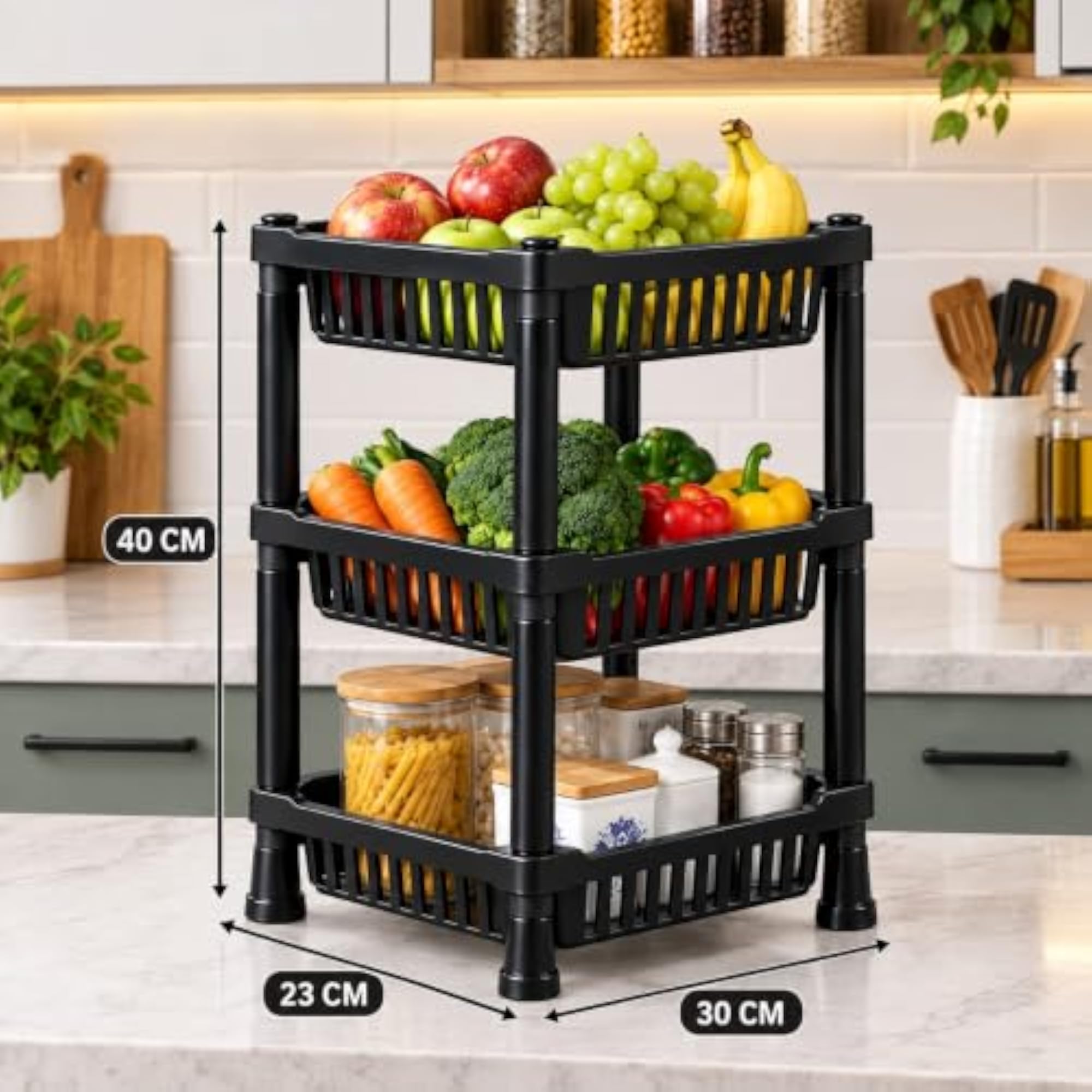 3-Tier Kitchen Storage Rack, Multi-Purpose Organizer