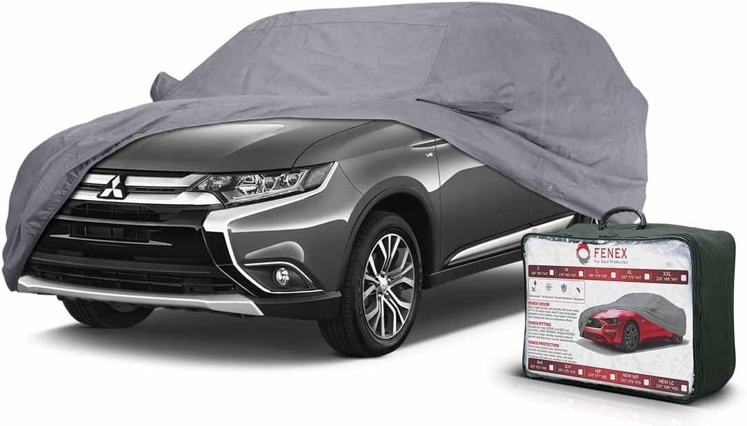 Fenex Car Cover [SUV] – All-Weather Protection | Waterproof, UV-Resistant, Dustproof, Breathable | Indoor/Outdoor Use | Door Zipper & Mirror Pockets | Fits SUV cars (495 × 190 × 177 cm)