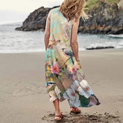 Plus Size Cotton Linen Summer Dresses for Curvy Women 2025 Sleeveless Maxi Vacation Beach Sundresses with Pockets