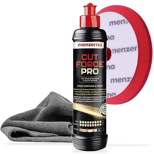 Set de pulido Menzerna Cut Force Pro Auto 250ml 3en1 |Pulimento automotriz todo en uno para eliminar arañazos| Pasta de pulido profesional de un solo paso, pasta abrasiva para todo tipo de acabados +