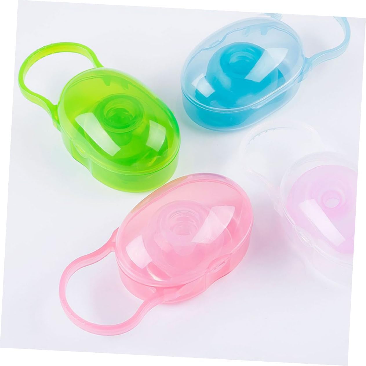 4Pcs Portable Storage Case Holder for Travel Pink Green Blue Transparent Dustproof Durable Storage Major Pacifiers Easy to Clean