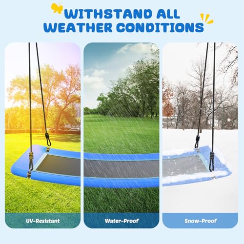 Image of Trekassy 700lb Giant 60 inch Skycurve Platform Tree Swing for Kids and Adults with 2 Hanging Straps-Blue (Patented)