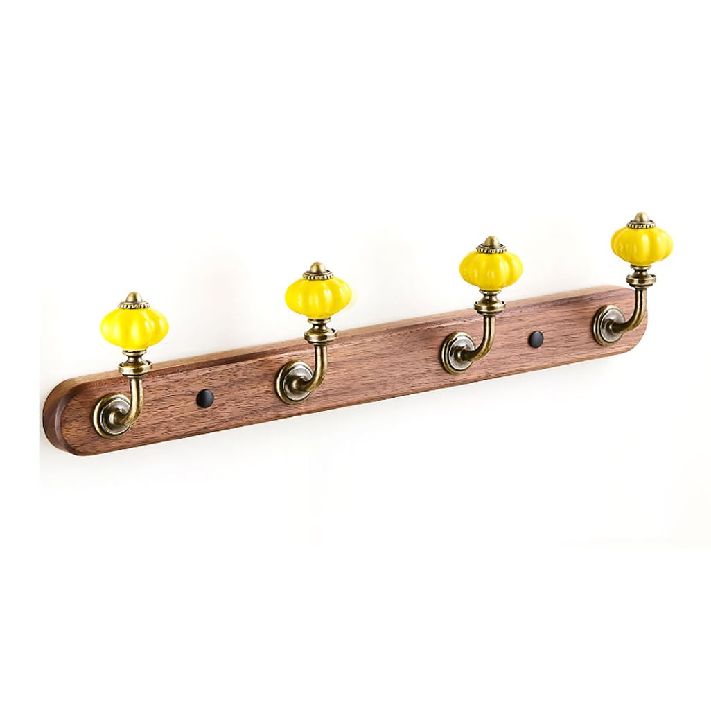 ZHOUXIAO Solid Wood Coat Rack Wall Mount,Walnut Wood Coat Hooks Hanger Wall Mounted 4hook