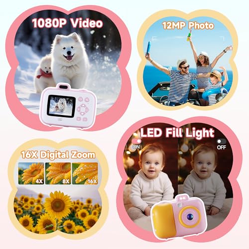 Yeehao DHC503-PINK Kids Camera Instant Print For Girls Boys Age 3-12 Kids Toys, 12Mp 1080P Kids Digital Cameras Christmas Birthday Gifts thumb #2