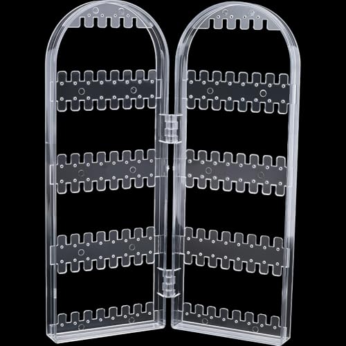 SOFPLATE Organizzatore Portaorecchini Trasparente in Acrilico Espositore Portagioie Pieghevole con 2 Anta Nessun Montaggio Richiesto Espositore Portaoggetti per Collane Anelli Bracciali Tavolo D