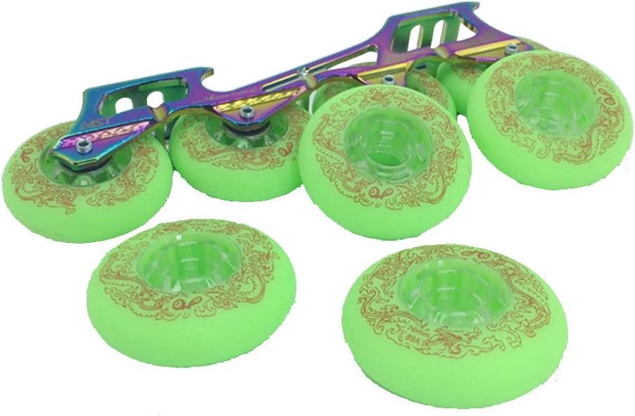 Inline Roller Skate Wheels Outdoor & Indoor 72MM 76mm 80mm, 88A Hardness, Set of 8 (Green, 80mm)