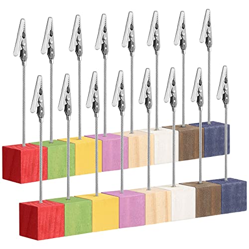 WINOMO 16pcs Kiefer Basis Foto Halter Ständer Karte Hinweis Schreibtisch Memo Clip (zufällige Farbe)