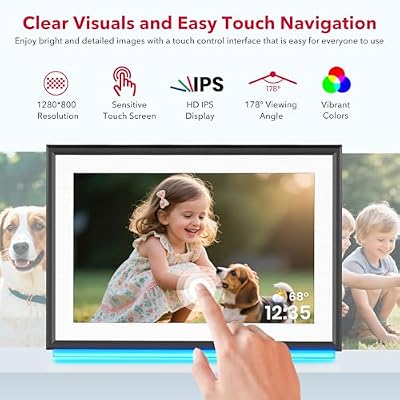 RCA 10.1 WiFi Digital Picture Frame Uhale App Photo Frames Electronic HD IPS Touch Screen Display with 32GB Memory LED Lights, Support USB/SD Card, Slideshow, Instantly Share Photos Videos