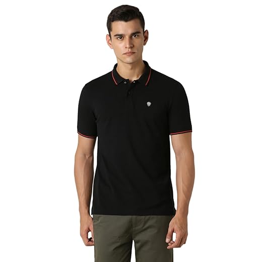Van Heusen Men's Cotton Solid Regular Fit Collar Polo T-Shirt