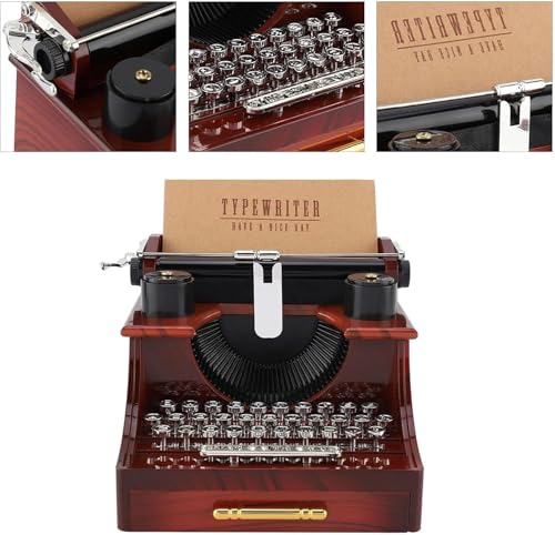 Image of AUGEN Exclusive Music Box Musical 360 rotatable Carousel Children's Wooden Men and Women Birthday Creative Christmas Valentine's Day Gift Home Decoration (Typewriter)