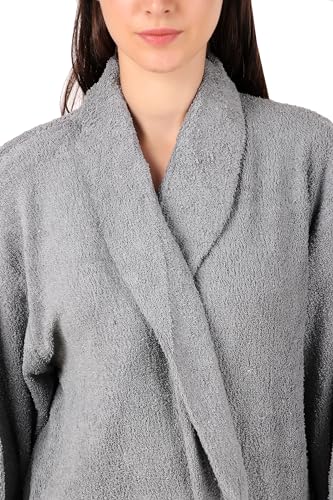 Image of Men's Bath Robe Full Sleeve Cotton Bathrobe | Soft, Light, Compact & Highly Water Absorbent - Suitable for Birthday /Anniversary /Diwali /Couple /wedding Gift | 250 GSM |Grey