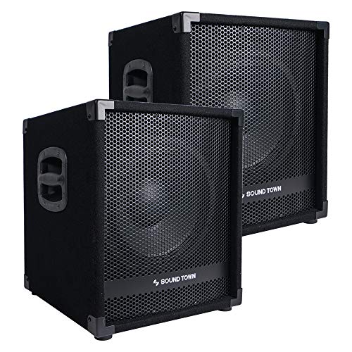 Image of Sound Town 2-Pack 12 inch 1400 Watts Powered PA DJ Subwoofers with Class-D Amplifiers, 3 inch Voice Coil (METIS-12SPW-PAIR)