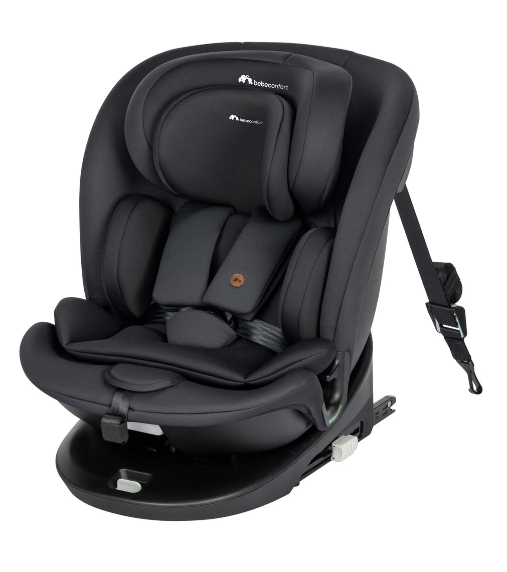 Bebeconfort RevolveFix 360 i-Size Girevole 360, Seggiolino Auto 0-36 Kg, 0-12 anni, ISOFIX con Top Tether, Seggiolino Reclinabile 6 Posizioni, 12 Posizioni Poggiatesta, Tessuti Traspiranti, Full Black