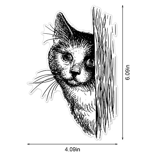 Cat Background Clear Stamps For Card Making, Peeking Cat Animal Clear Rubber Stamps For Holiday Card Making Decoration Diy Scrapbooking Transparent Album Decor Paper Craft #TOP1